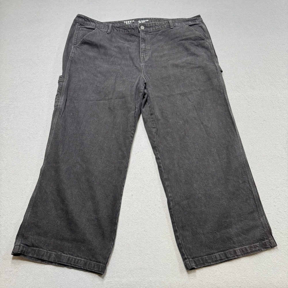 Torrid Carpenter Jeans Women's 26T Black Faded High Rise Classic Denim Baggy Fit